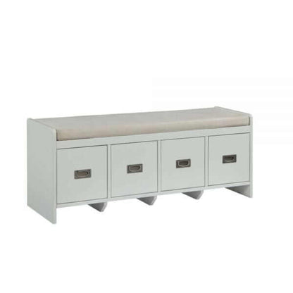 ACME Berci Fabric & White Bench w/Storage 96775