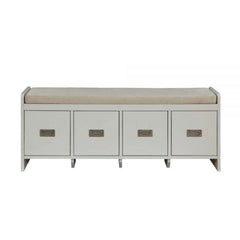 ACME Berci Fabric & White Bench w/Storage 96775