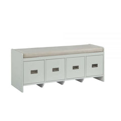 ACME Berci Fabric & White Bench w/Storage 96775