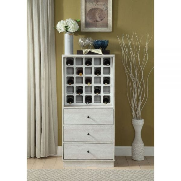 ACME Furniture Antique White Wiesta Wine Cabinet 97544