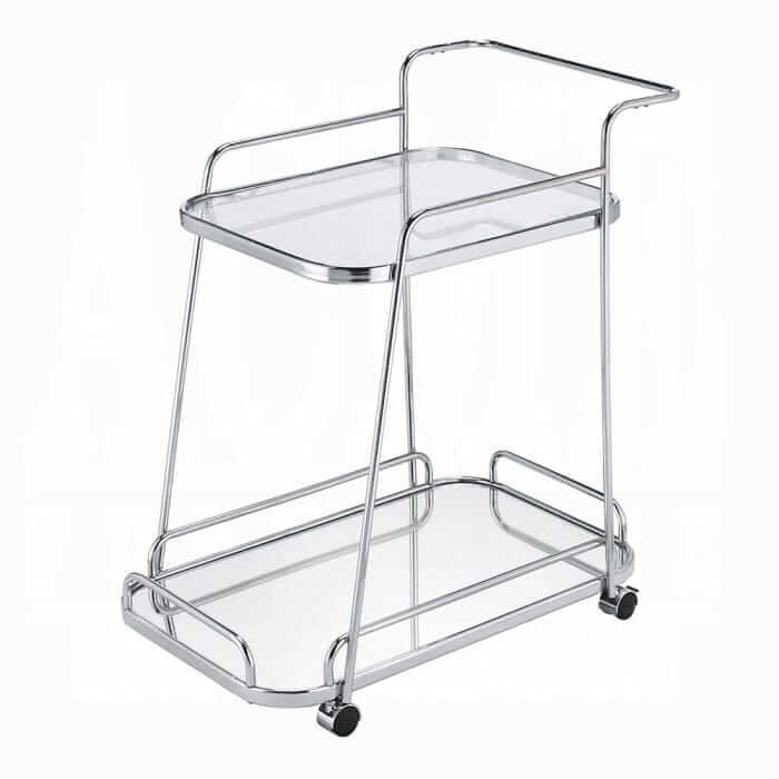 ACME Aegis Clear Glass & Chrome Serving Cart 98217