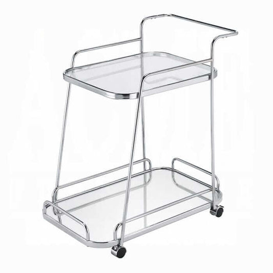 ACME Aegis Clear Glass & Chrome Serving Cart 98217