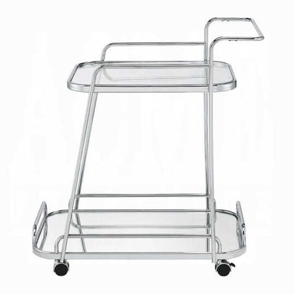 ACME Aegis Clear Glass & Chrome Serving Cart 98217