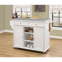 ACME Tullarick Stainless Steel & White Kitchen Cart 98307