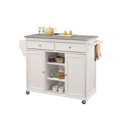 ACME Tullarick Stainless Steel & White Kitchen Cart 98307