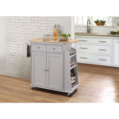 ACME Tullarick Natural & Gray Kitchen Cart 98310