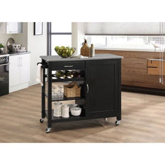 ACME Ottawa Stainless Steel & Black Kitchen Cart 98317