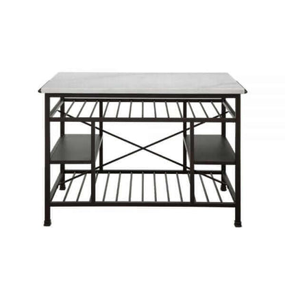ACME Lanzo Marble & Antique Pewter Kitchen Island 98400