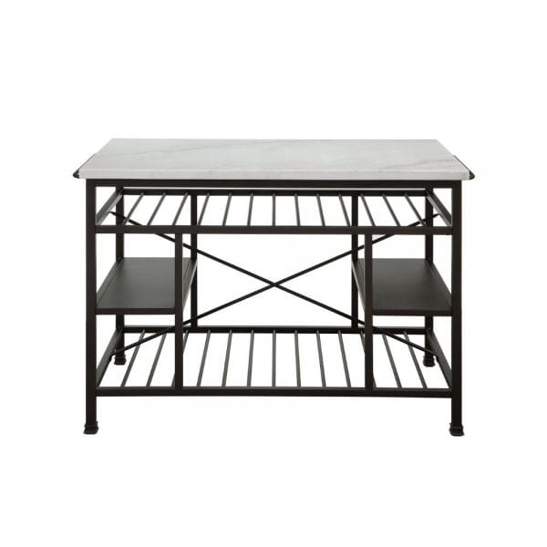 ACME Lanzo Marble & Antique Pewter Kitchen Island 98400