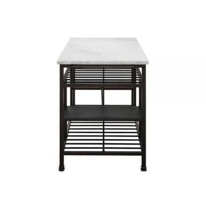 ACME Lanzo Marble & Antique Pewter Kitchen Island 98400
