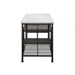 ACME Lanzo Marble & Antique Pewter Kitchen Island 98400