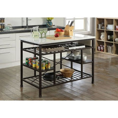 ACME Lanzo Marble & Antique Pewter Kitchen Island 98400