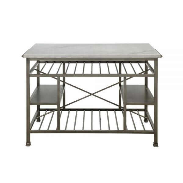 ACME Lanzo Marble & Antique Pewter Kitchen Island 98402