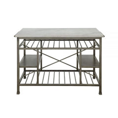 ACME Lanzo Marble & Antique Pewter Kitchen Island 98402