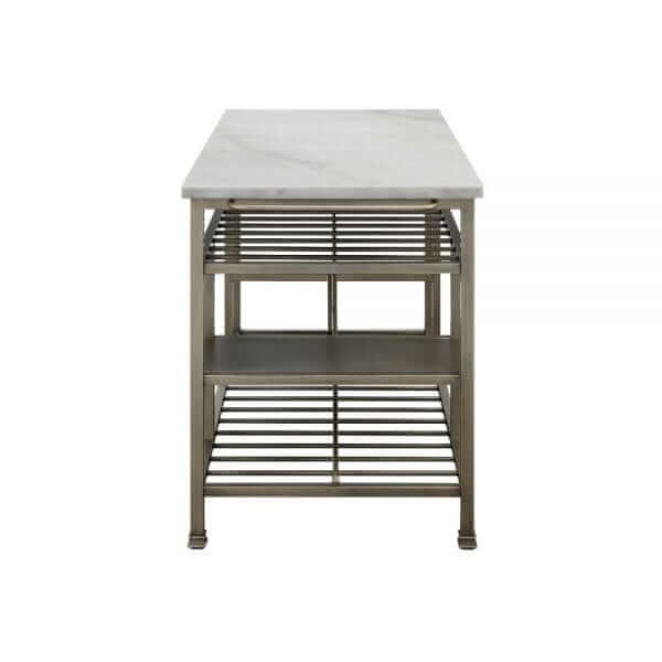 ACME Lanzo Marble & Antique Pewter Kitchen Island 98402