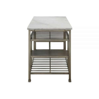 ACME Lanzo Marble & Antique Pewter Kitchen Island 98402