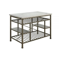 ACME Lanzo Marble & Antique Pewter Kitchen Island 98402