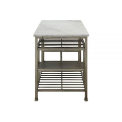 ACME Lanzo Marble & Antique Pewter Kitchen Island 98402