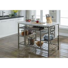 ACME Lanzo Marble & Antique Pewter Kitchen Island 98402