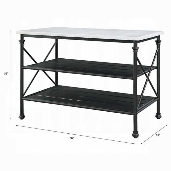 ACME Brahm White Cultured Stone & Gray Kitchen Island 98943