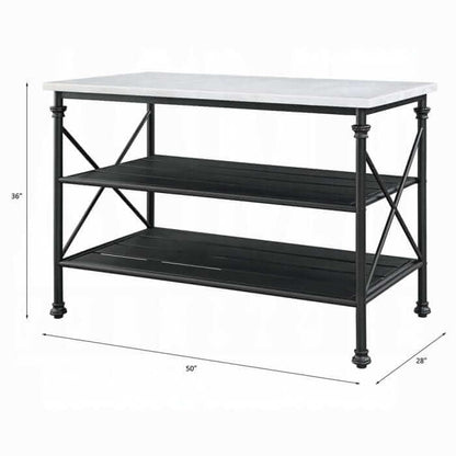 ACME Brahm White Cultured Stone & Gray Kitchen Island 98943