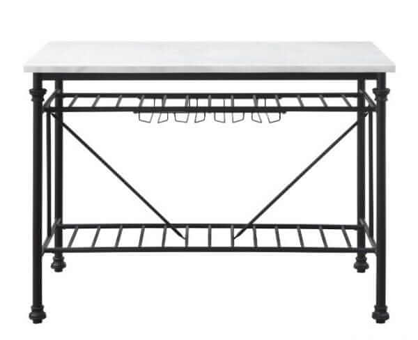 ACME White Cultured Stone & Gray Finish Kitchen Island 98944