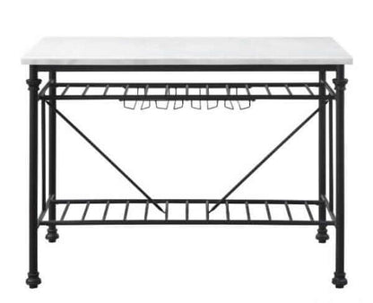 ACME White Cultured Stone & Gray Finish Kitchen Island 98944