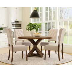 Alpine Newberry Medium Brown Round Dining Table 4068-05