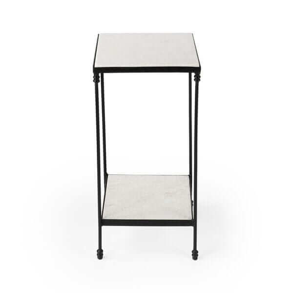 Butler Specialty BLK Larkin 12" Sq Outdoor Marble & Iron Side Table 3319437