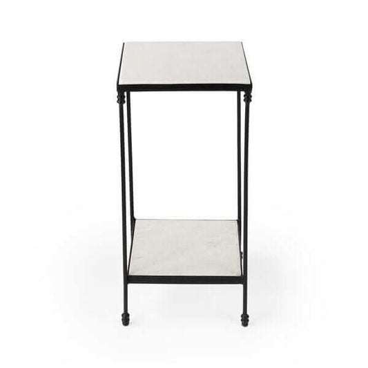 Butler Specialty BLK Larkin 12" Sq Outdoor Marble & Iron Side Table 3319437