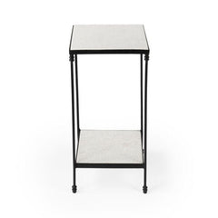 Butler Specialty BLK Larkin 12" Sq Outdoor Marble & Iron Side Table 3319437