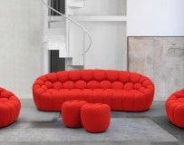 J&M Furniture Fantasy Red Ottoman 18442-R-O