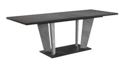 J&M Furniture Dark Oak & Gray Bronze Marble Travertine Dining Table 18772-DT