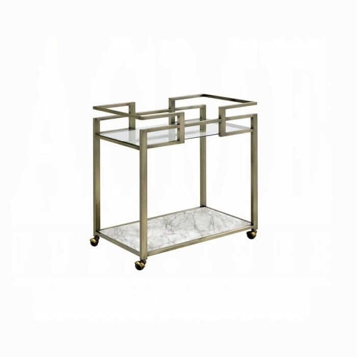 ACME Neilo Glass Marble Wire Brass Serving Cart AC00159