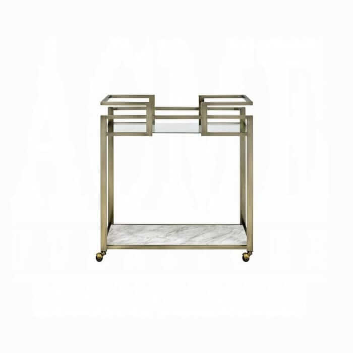 ACME Neilo Glass Marble Wire Brass Serving Cart AC00159