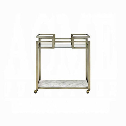 ACME Neilo Glass Marble Wire Brass Serving Cart AC00159