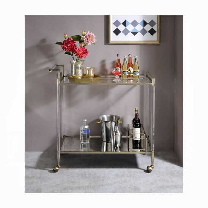 ACME Cirro Mirror & Wire Brass  Serving Cart AC00160