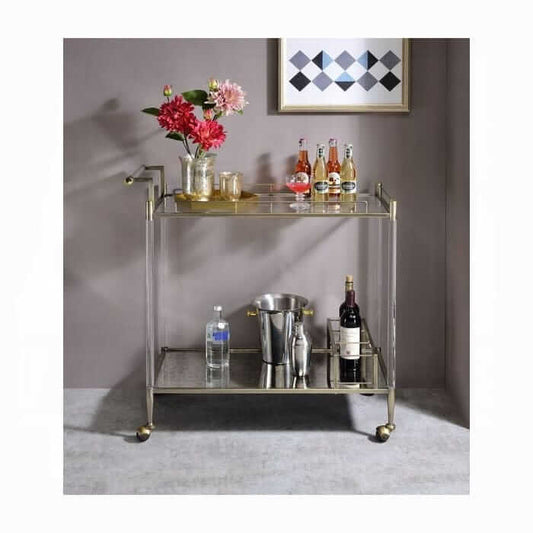 ACME Cirro Mirror & Wire Brass  Serving Cart AC00160