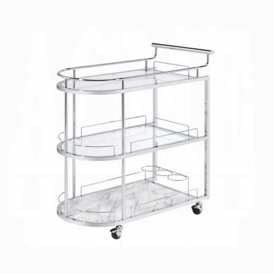ACME Inyo Clear Glass & Chrome Serving Cart AC00161