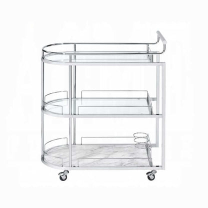 ACME Inyo Clear Glass & Chrome Serving Cart AC00161