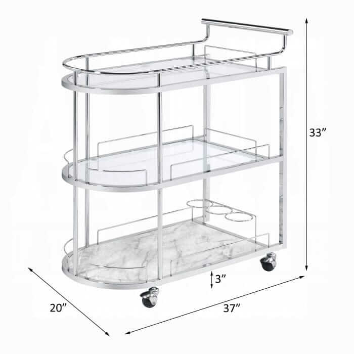 ACME Inyo Clear Glass & Chrome Serving Cart AC00161