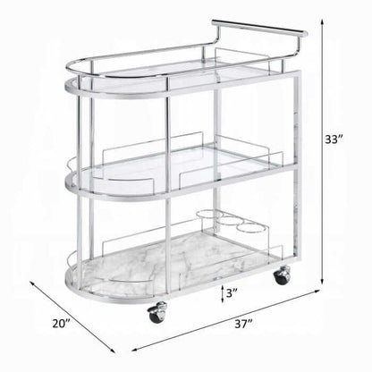 ACME Inyo Clear Glass & Chrome Serving Cart AC00161