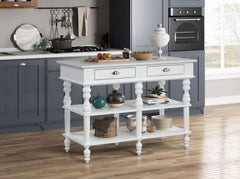 ACME Rorratt Marble & White Finish Kitchen Island AC00186