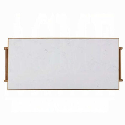 ACME Grovaam Marble & Natural Finish Kitchen Island AC00188