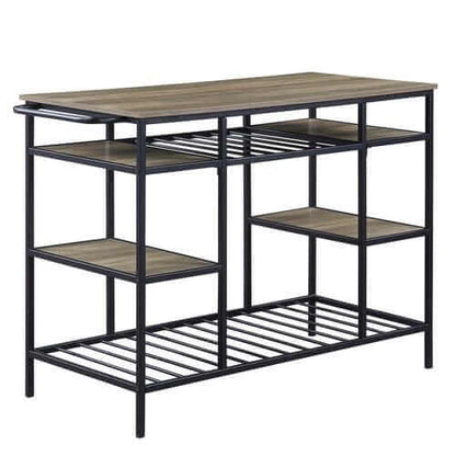 ACME Lona Rustic Oak & Black Finish Kitchen Island AC00325