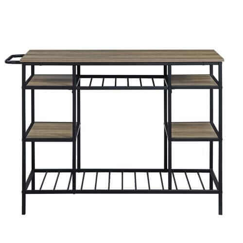 ACME Lona Rustic Oak & Black Finish Kitchen Island AC00325