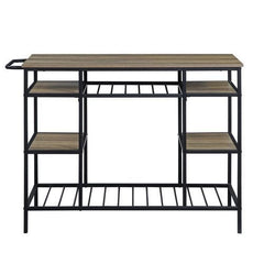 ACME Lona Rustic Oak & Black Finish Kitchen Island AC00325