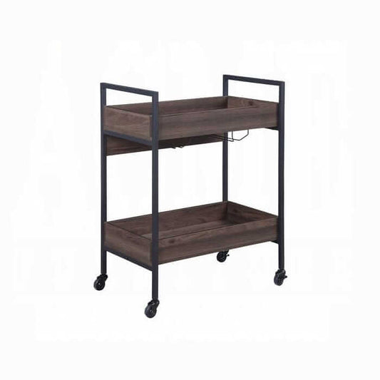 ACME Jerrick Walnut & Black Serving Cart AC00326