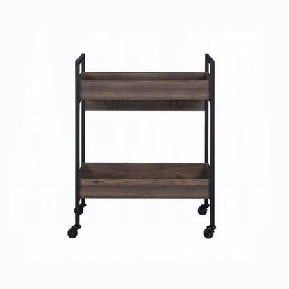 ACME Jerrick Walnut & Black Serving Cart AC00326