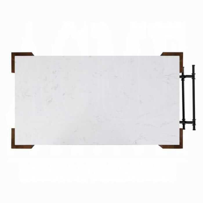 ACME Alaroa Marble Top & Rustic Brown Kitchen Island AC00396